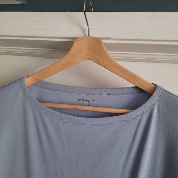 Eileen Fisher Top Womens Medium Boat Neck Tencel Soft Boxy Short Sleeve - Picture 3 of 8